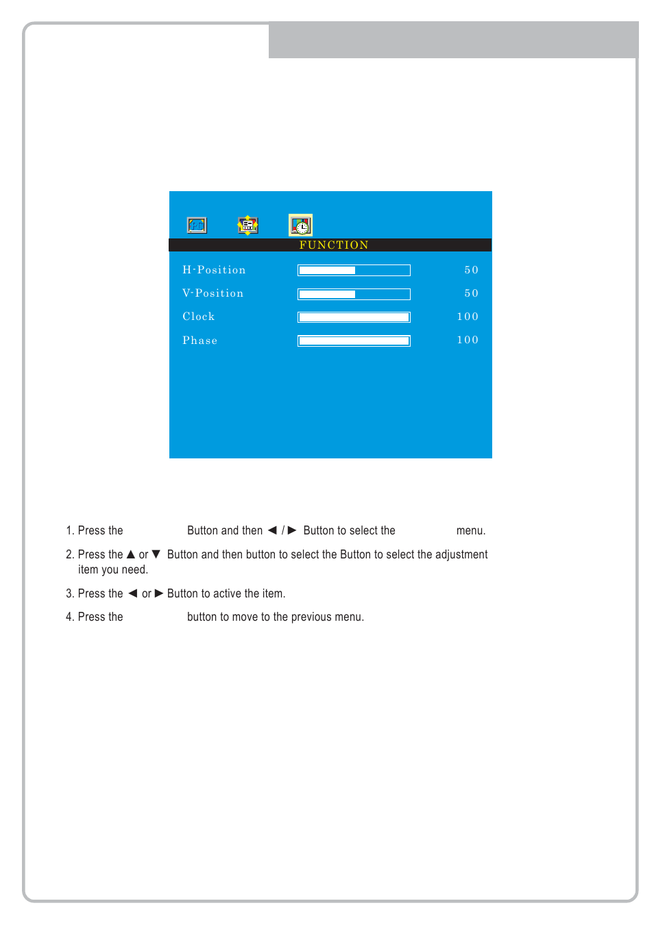 Function menu | Eneo VMC-17LCDM User Manual | Page 7 / 40