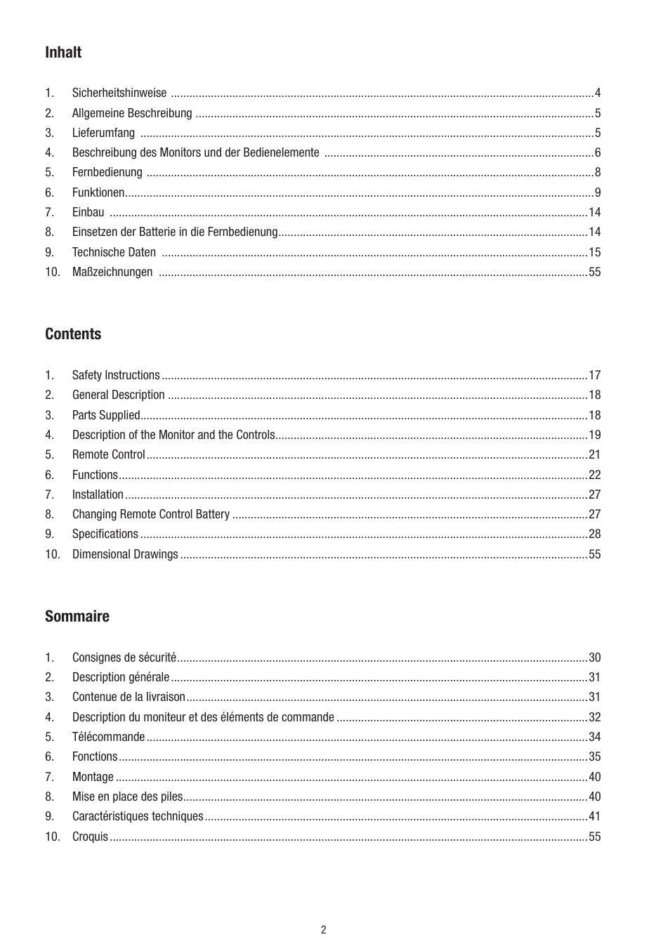 Eneo VMC-10.4LED-CP User Manual | Page 2 / 56