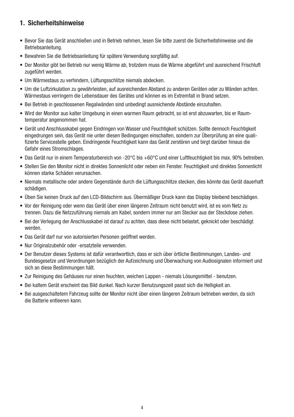 Sicherheitshinweise | Eneo VMC-10.4LED-CP User Manual | Page 4 / 56