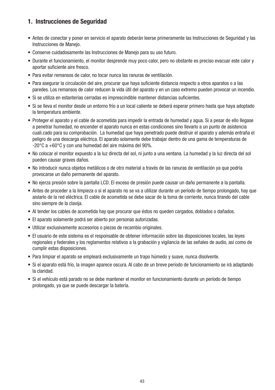Instrucciones de seguridad | Eneo VMC-10.4LED-CP User Manual | Page 43 / 56