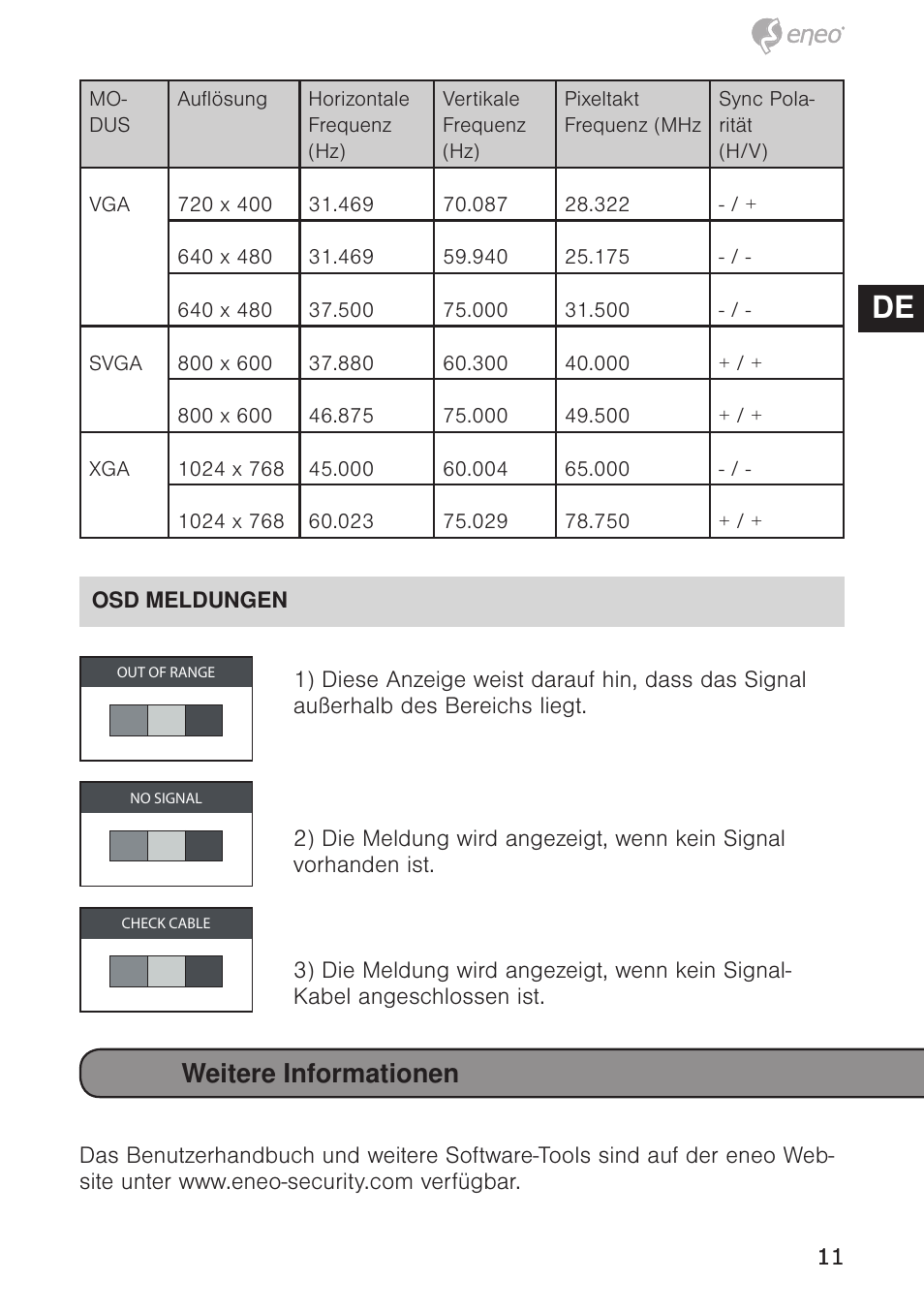 De en fr pl ru, Weitere informationen | Eneo VMC-10.4LED-CM User Manual | Page 11 / 56