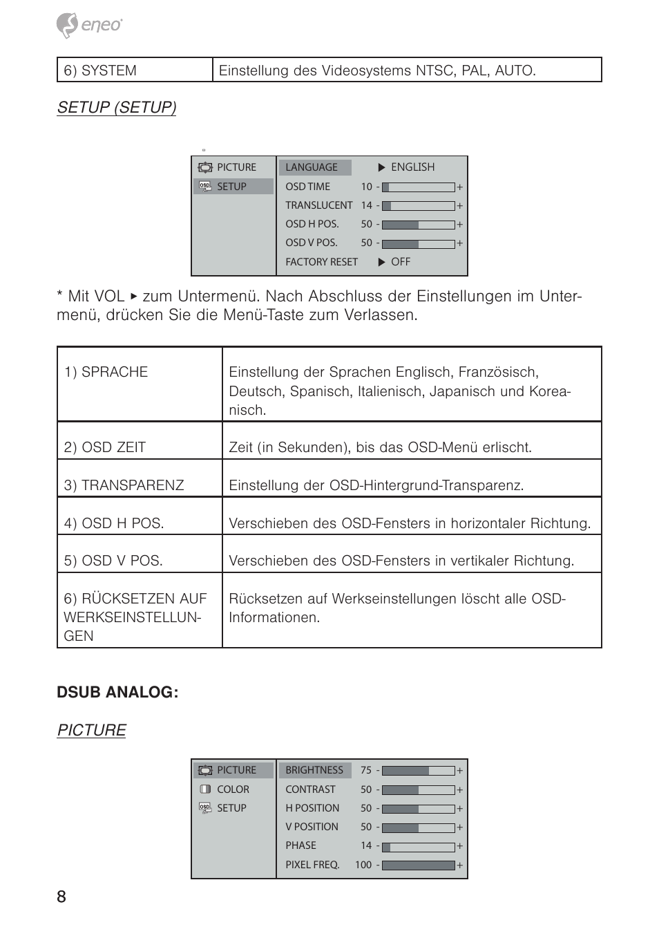Eneo VMC-10.4LED-CM User Manual | Page 8 / 56