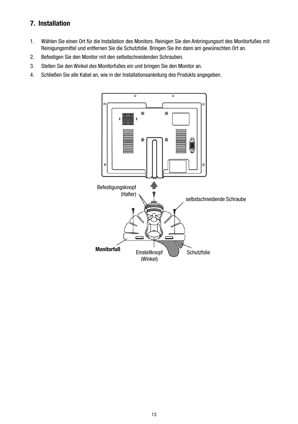 Installation | Eneo VMC-8LCD-CP01B User Manual | Page 13 / 56