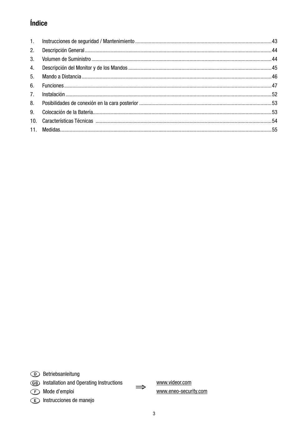 Eneo VMC-8LCD-CP01B User Manual | Page 3 / 56