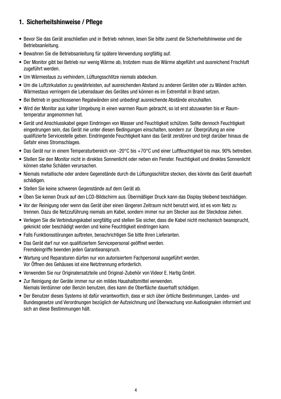 Sicherheitshinweise / pflege | Eneo VMC-8LCD-CP01B User Manual | Page 4 / 56