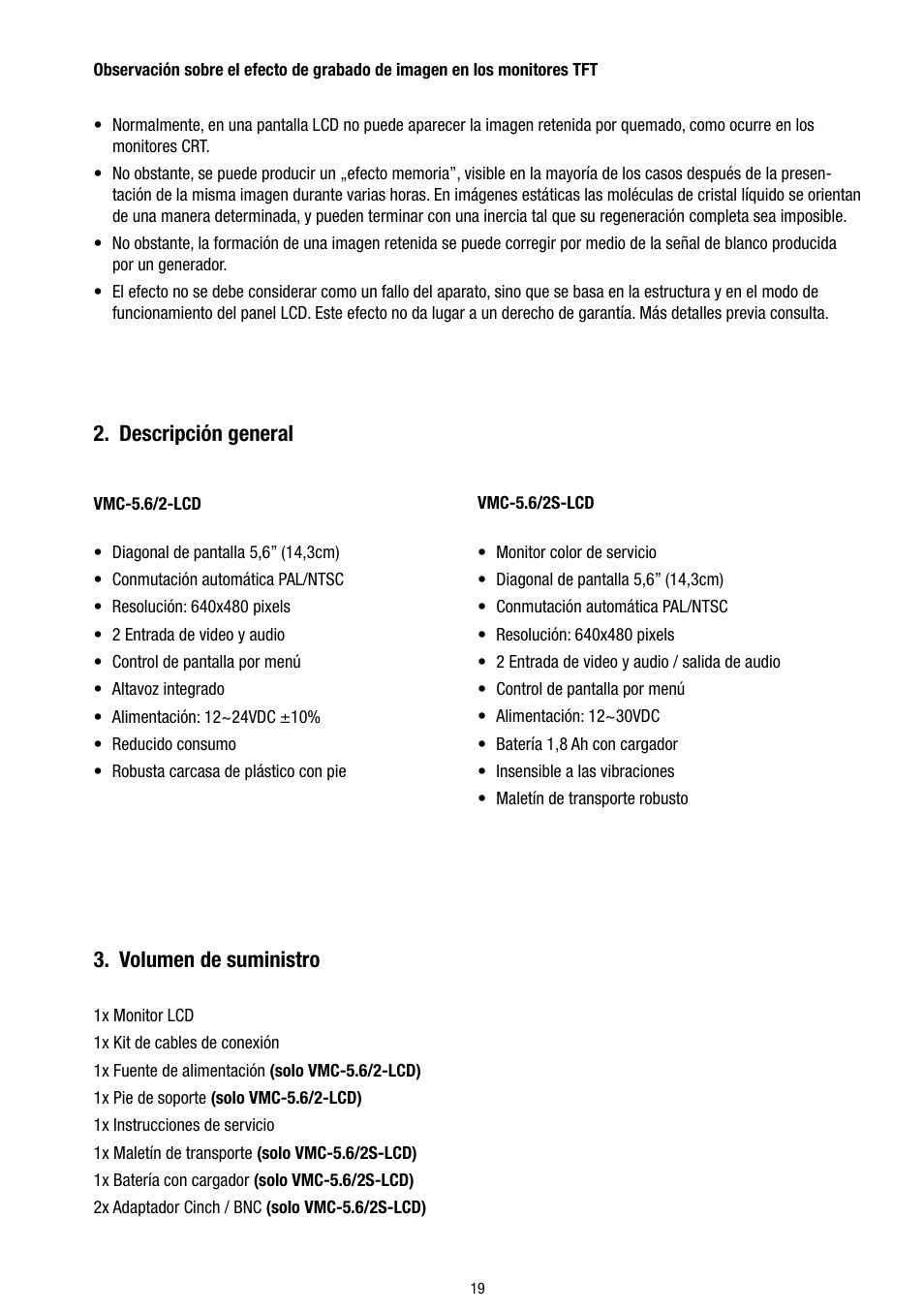 Volumen de suministro, Descripción general | Eneo VMC-5.6/2S-LCD User Manual | Page 19 / 24