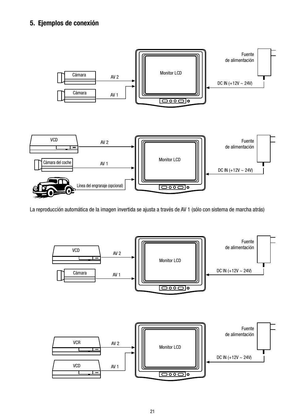 Ejemplos de conexión | Eneo VMC-5.6/2S-LCD User Manual | Page 21 / 24