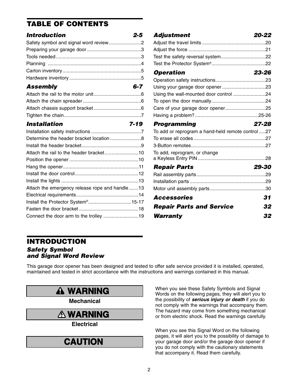 Chamberlain 3595LM User Manual | Page 2 / 32