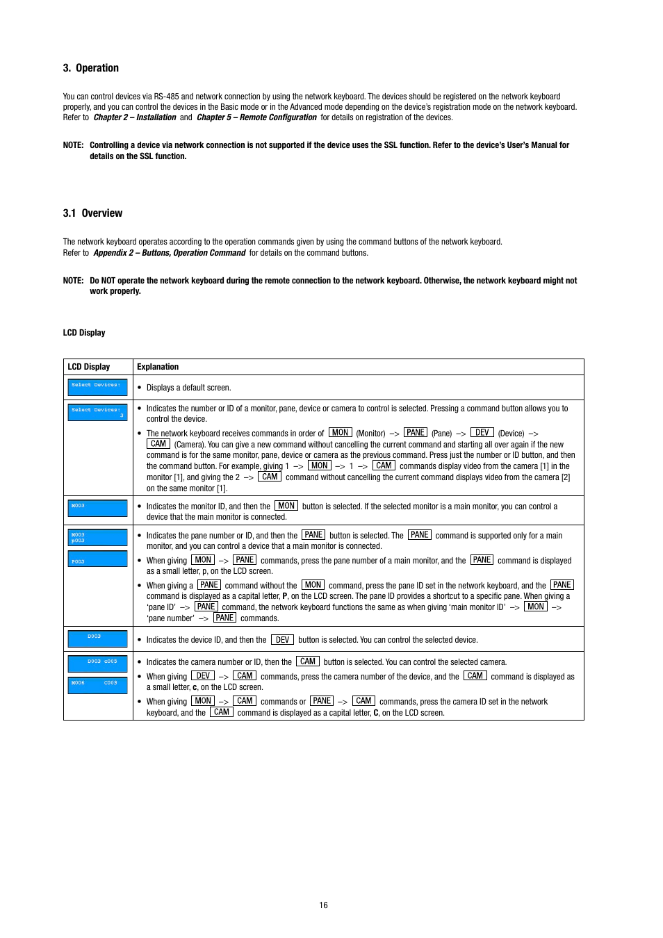 Operation, 1 overview | Eneo KBD-NSC-100 User Manual | Page 16 / 40