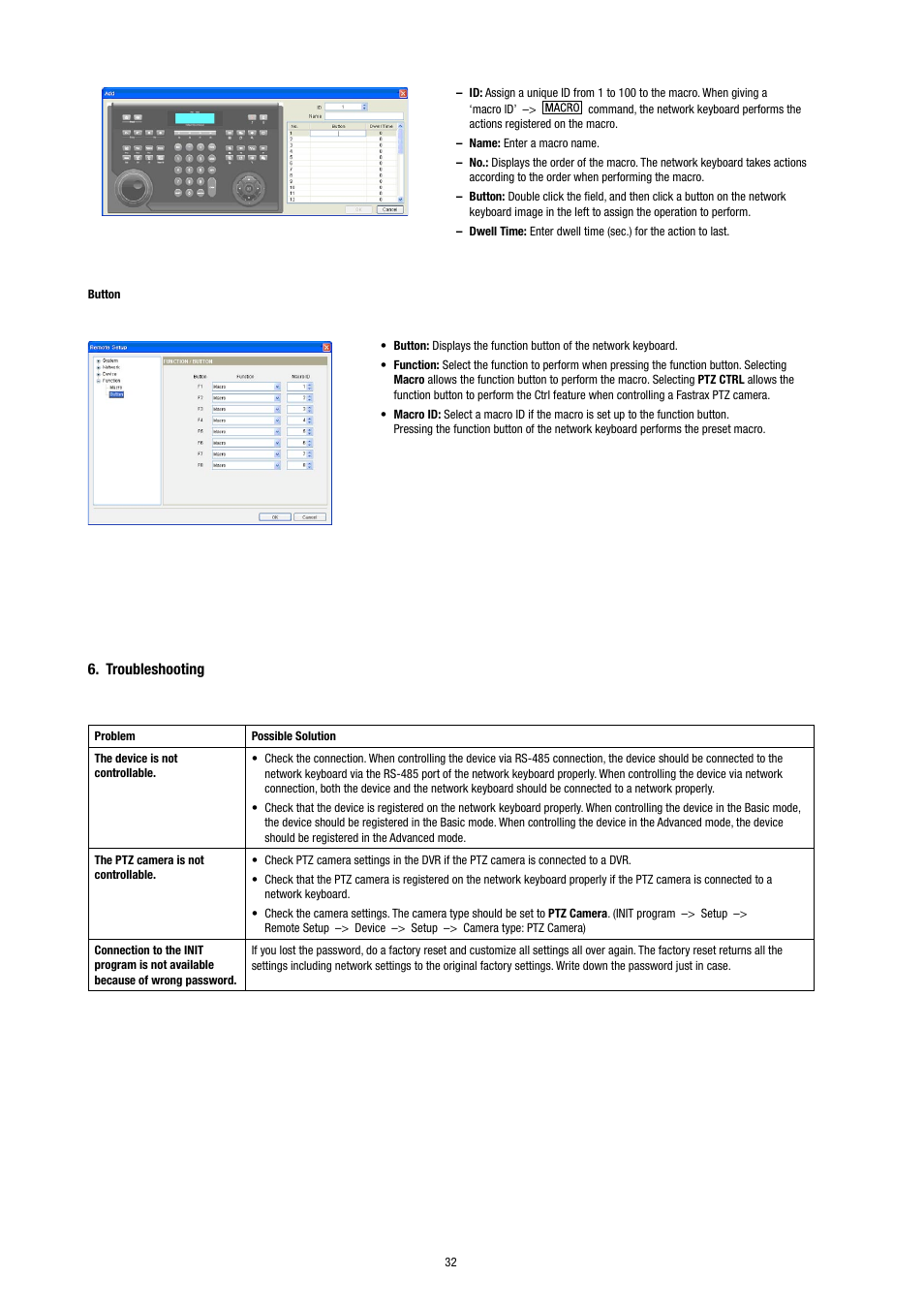 Troubleshooting | Eneo KBD-NSC-100 User Manual | Page 32 / 40
