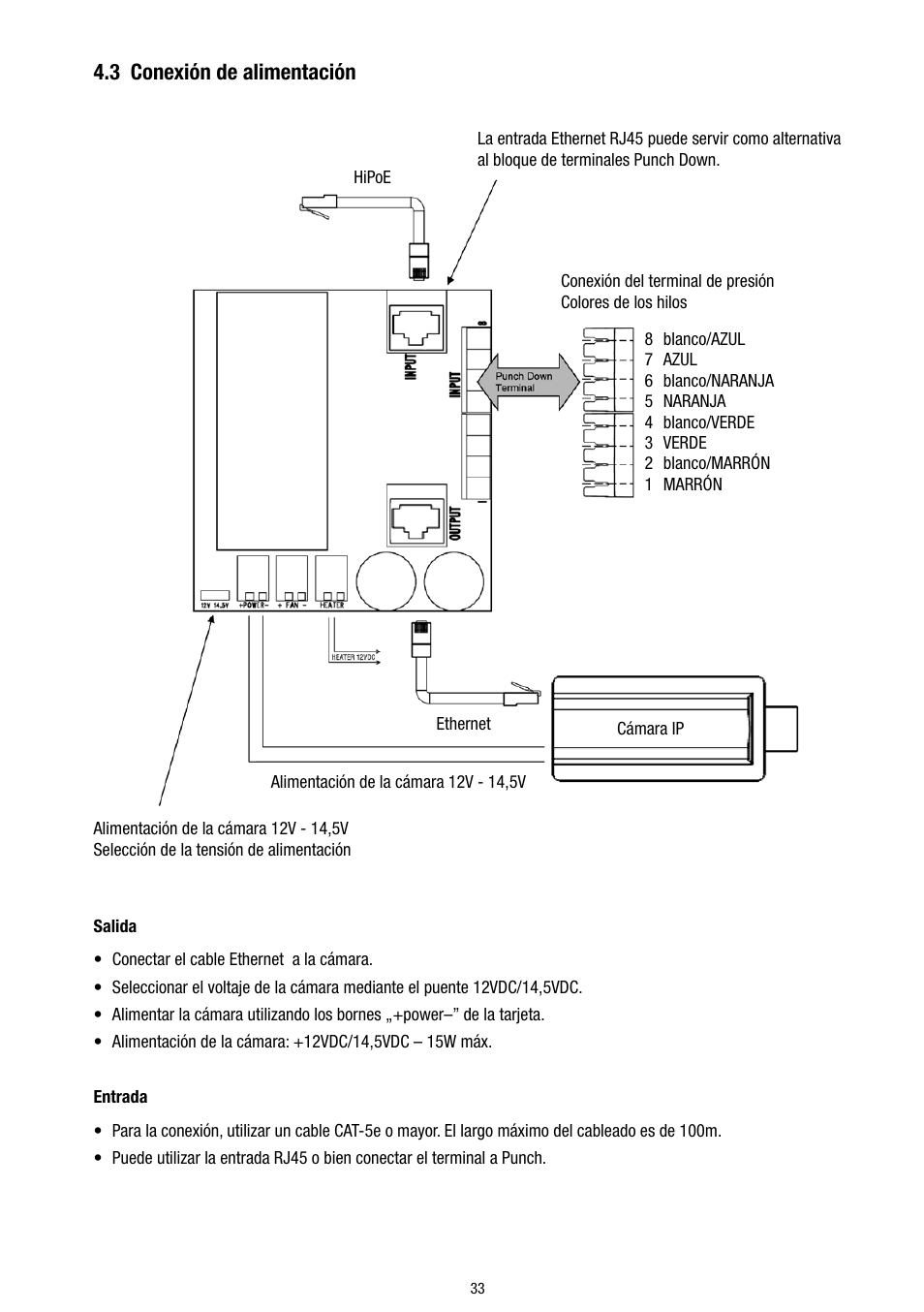 3 conexión de alimentación | Eneo VTL-300/WW-POEB User Manual | Page 33 / 56