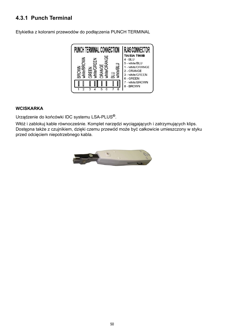 1 punch terminal | Eneo VTL-300/WW-POEB User Manual | Page 50 / 56