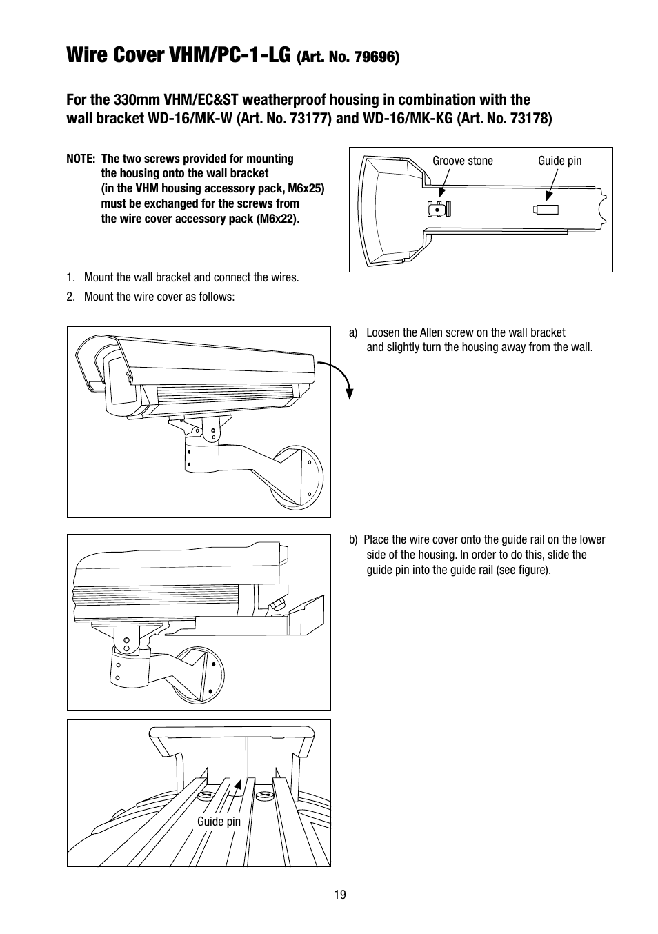 Wire cover vhm/pc-1-lg | Eneo VHM/ECLKA-W User Manual | Page 19 / 40