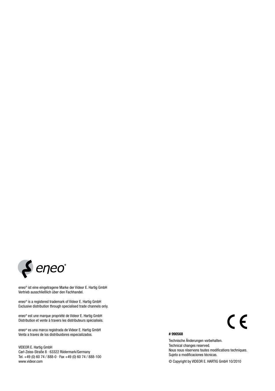 Eneo VHM/ECLKA-W User Manual | Page 40 / 40