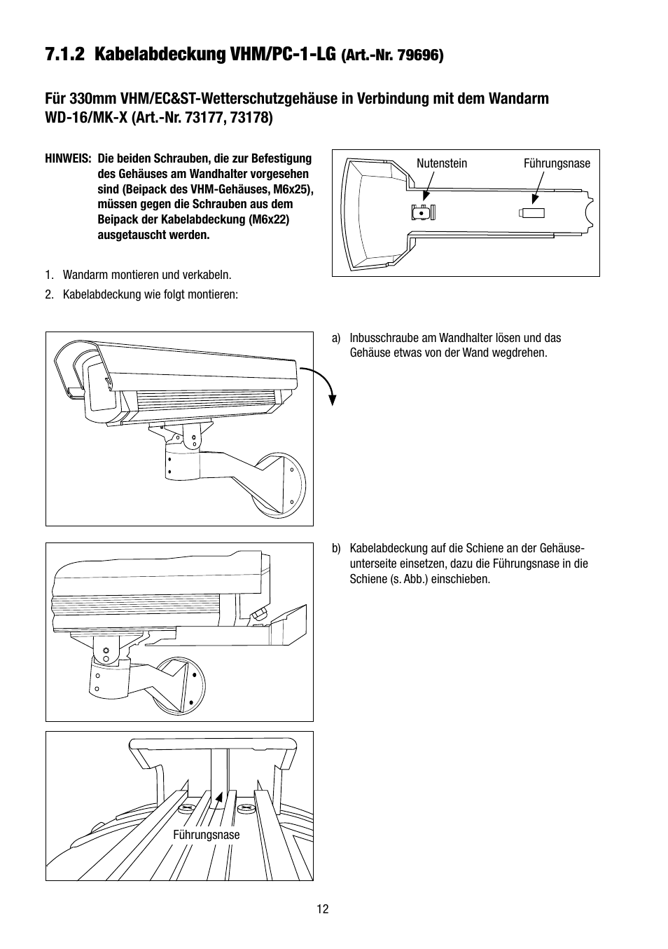 2 kabelabdeckung vhm/pc-1-lg | Eneo VHM/ZLB-W User Manual | Page 12 / 52
