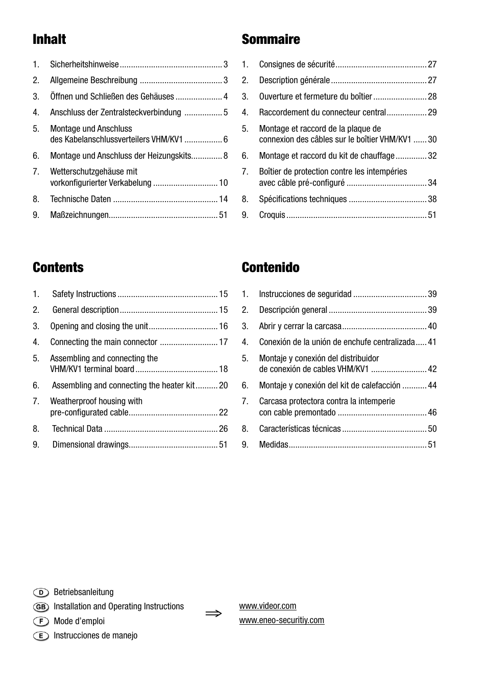 Eneo VHM/ZLB-W User Manual | Page 2 / 52