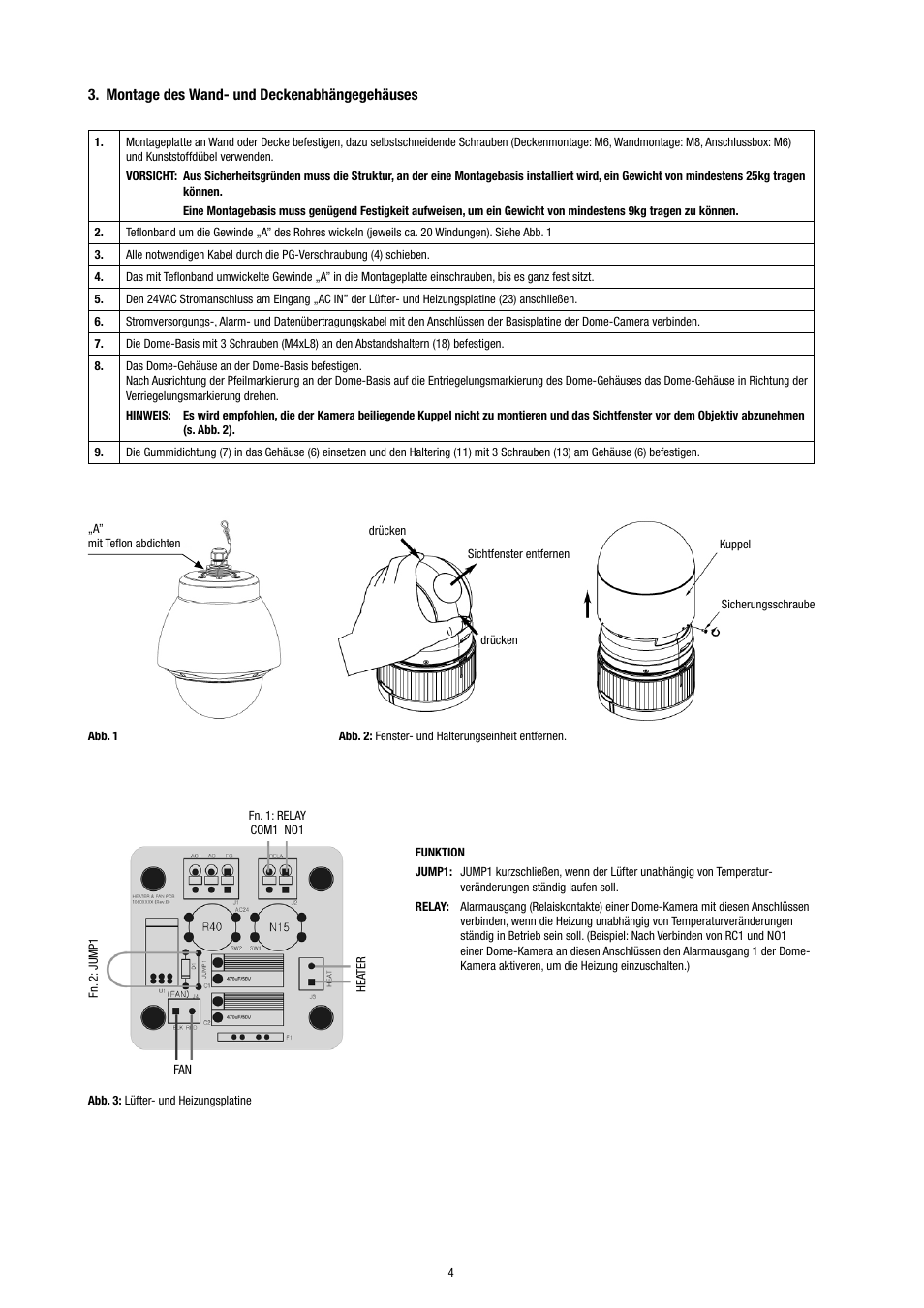 Montage des wand- und deckenabhängegehäuses | Eneo EDC-IDFSW User Manual | Page 4 / 32