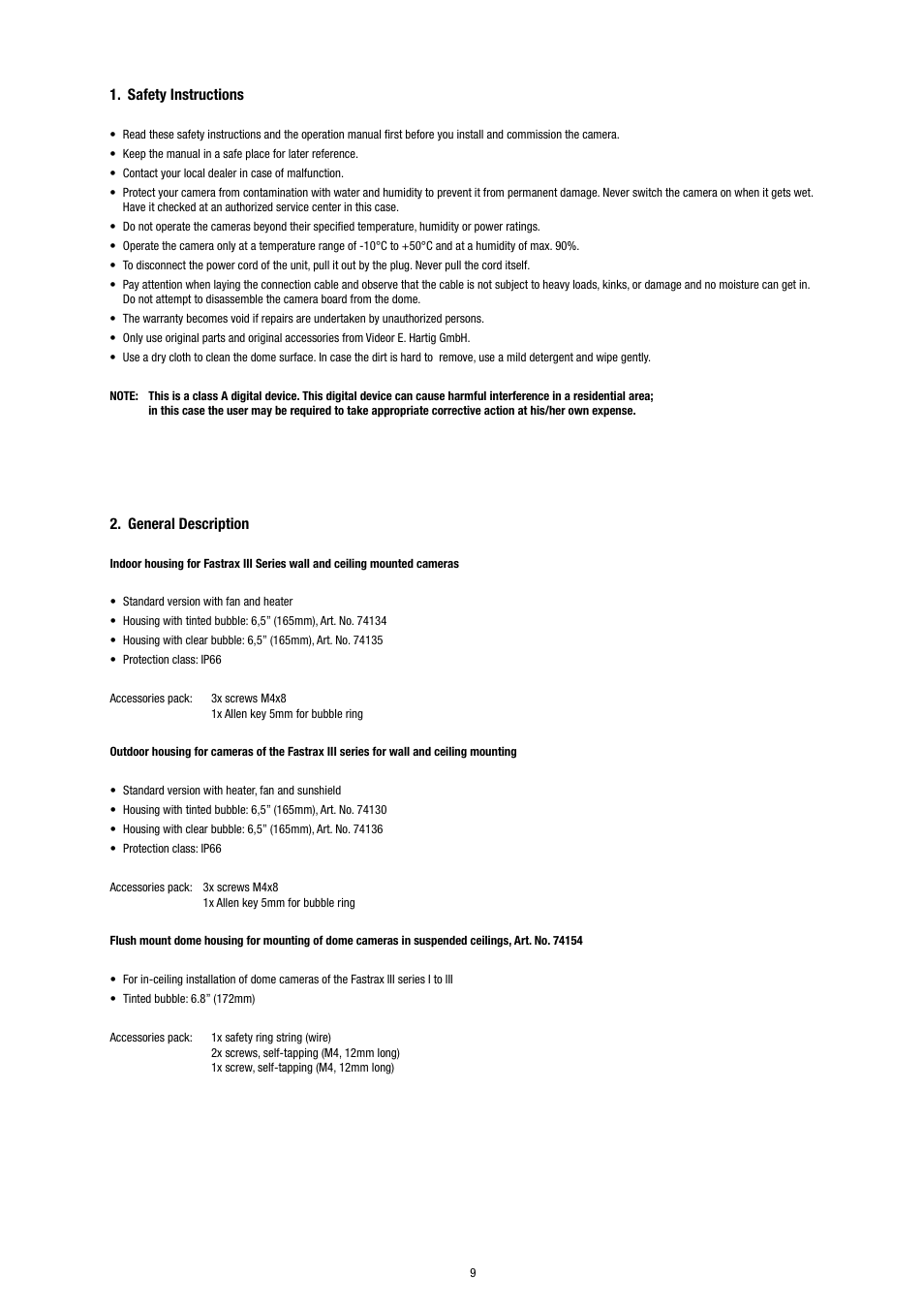 Safety instructions, General description | Eneo EDC-IDFSW User Manual | Page 9 / 32