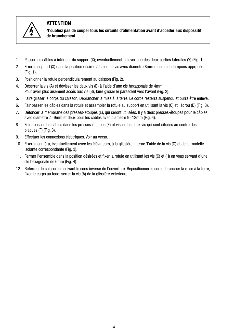 Attention | Eneo VTL-WWD User Manual | Page 14 / 32