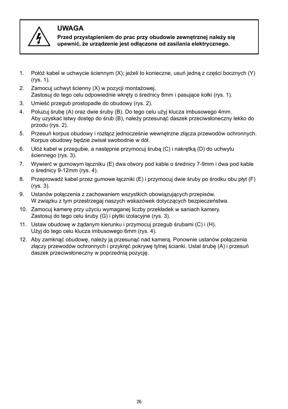 Uwaga | Eneo VTL-WWD User Manual | Page 26 / 32