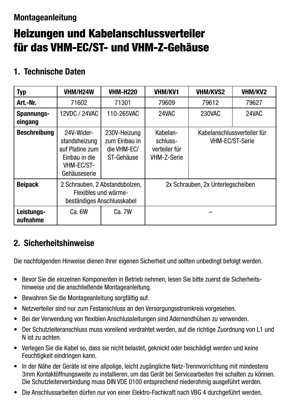 Eneo VHM/KV2 User Manual | 20 pages