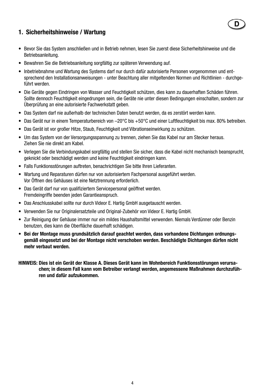 Sicherheitshinweise / wartung | Eneo VTL-W/N2 User Manual | Page 4 / 24