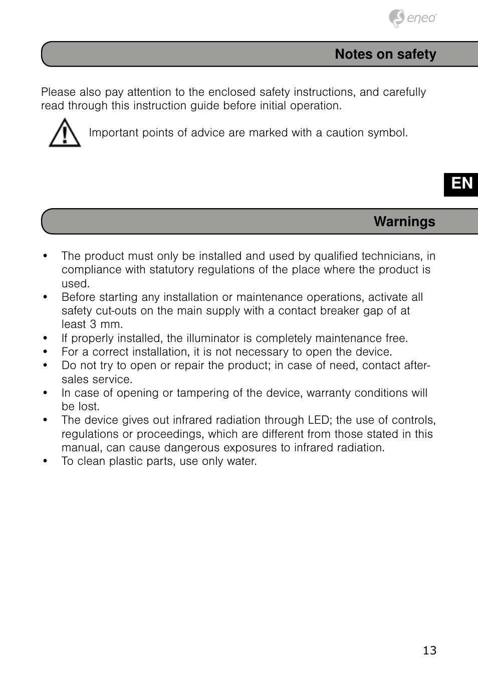 De en fr pl ru | Eneo IRLED-401E User Manual | Page 13 / 52