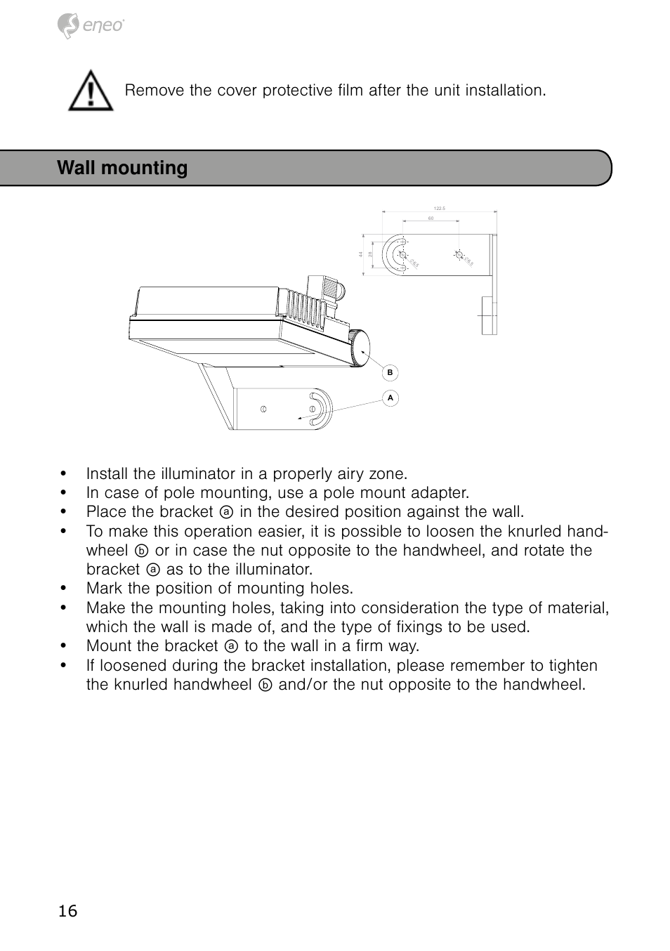 Wall mounting | Eneo IRLED-401E User Manual | Page 16 / 52