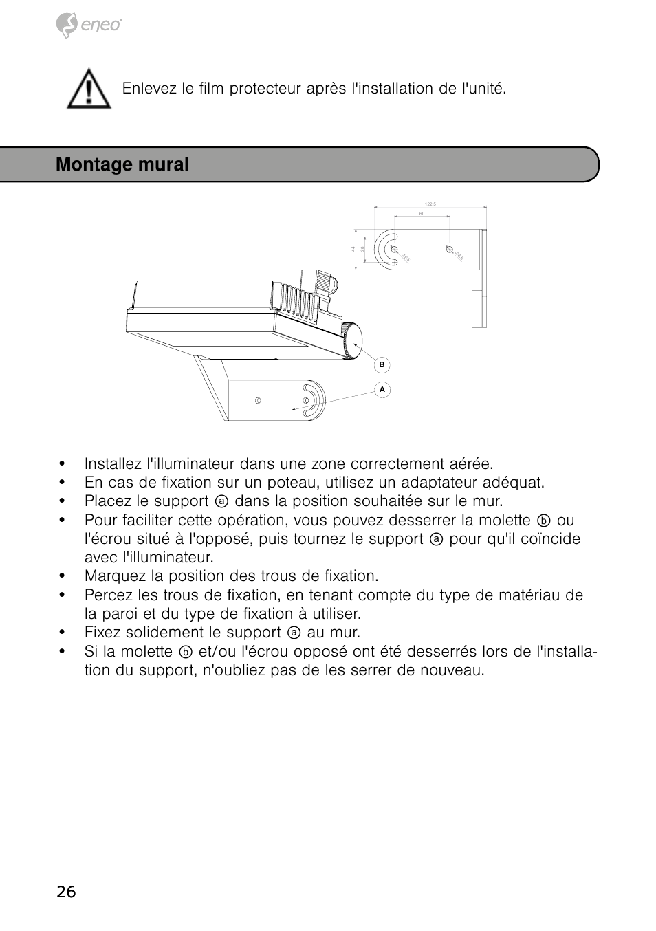 Montage mural | Eneo IRLED-401E User Manual | Page 26 / 52