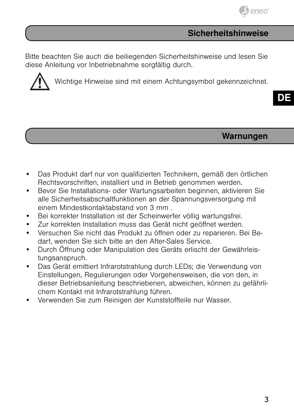 De en fr pl ru | Eneo IRLED-401E User Manual | Page 3 / 52
