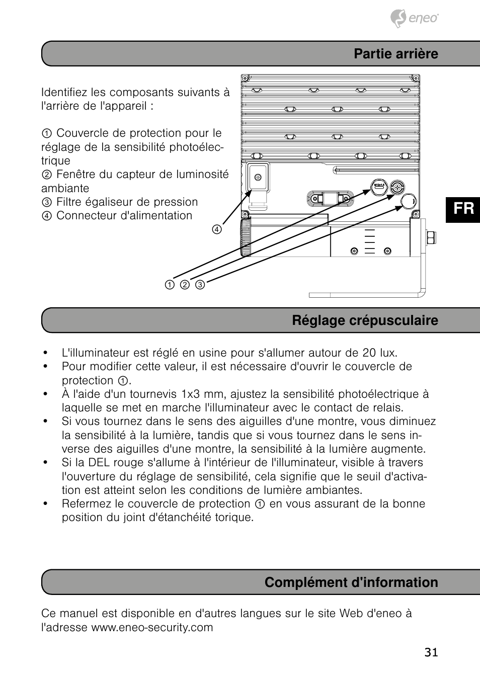 De en fr pl ru | Eneo IRLED-401E User Manual | Page 31 / 52