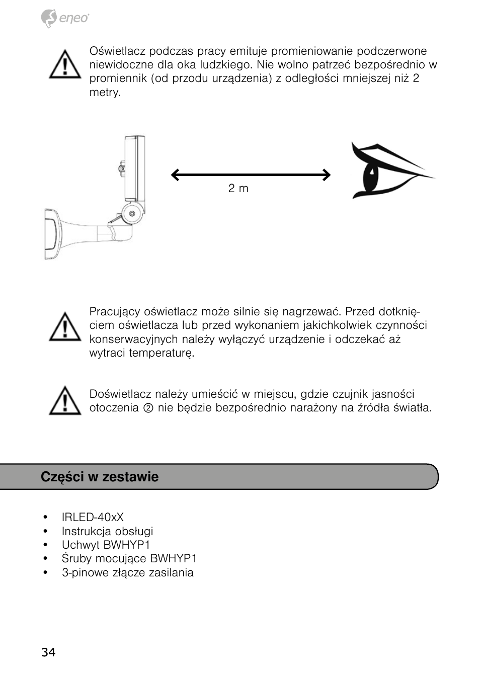 Części w zestawie | Eneo IRLED-401E User Manual | Page 34 / 52