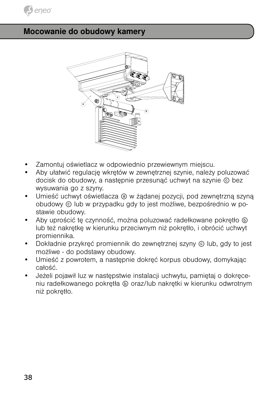 Mocowanie do obudowy kamery | Eneo IRLED-401E User Manual | Page 38 / 52