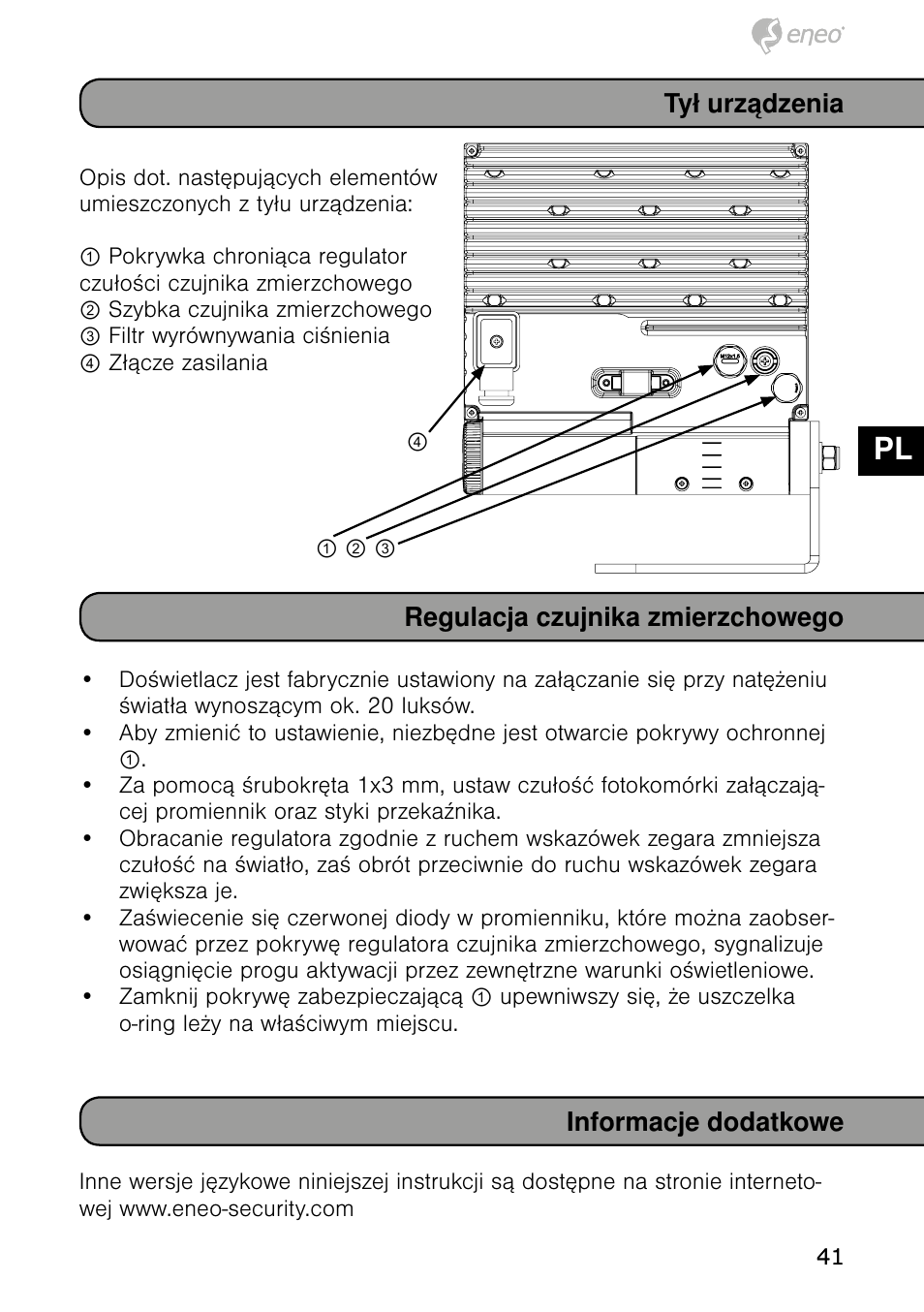 De en fr pl ru | Eneo IRLED-401E User Manual | Page 41 / 52