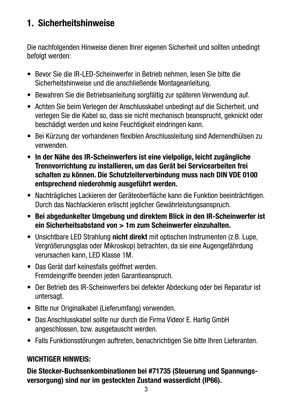 Sicherheitshinweise | Eneo IR LED150-A-50 User Manual | Page 3 / 36