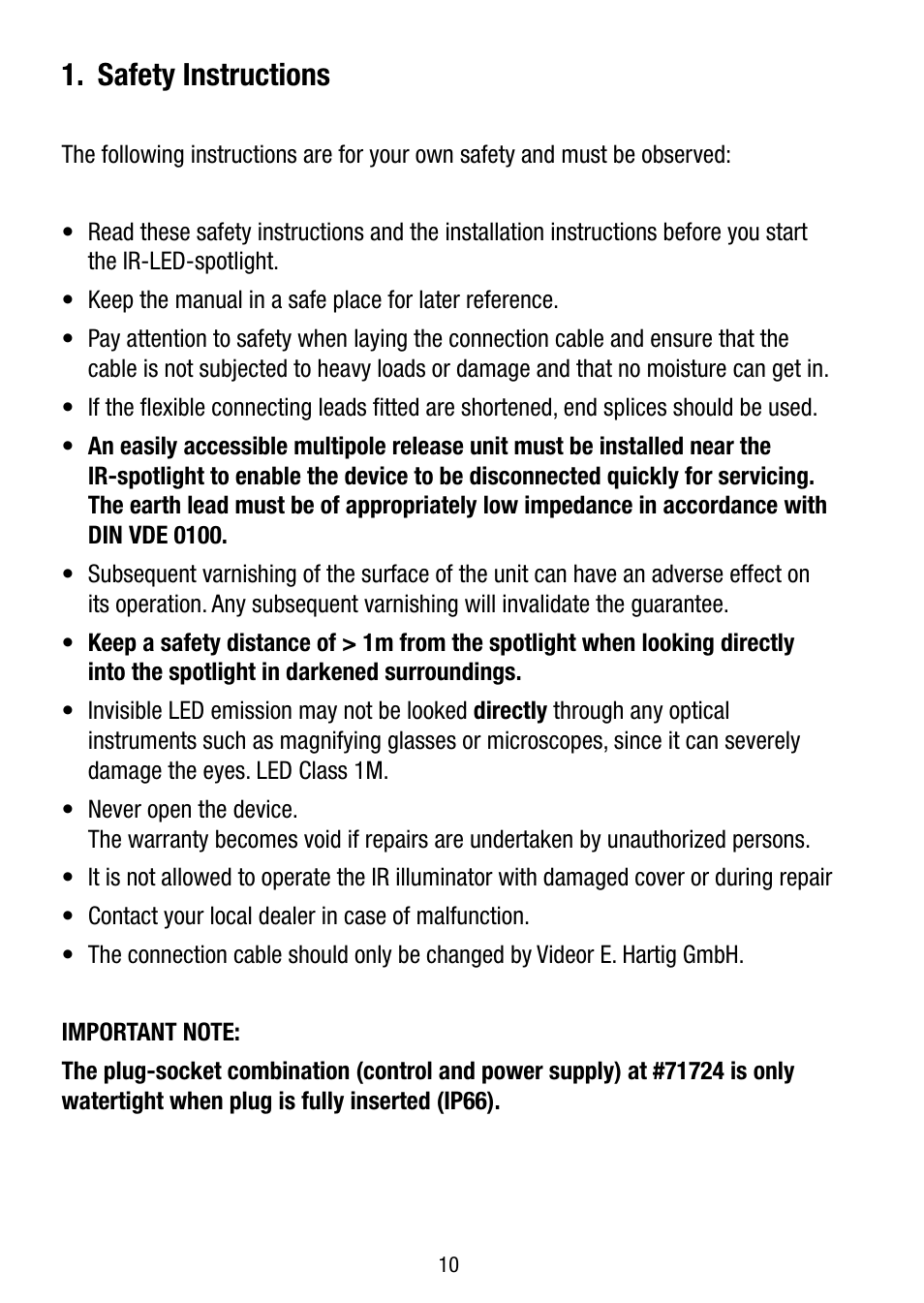 Safety instructions | Eneo LED-WBSET User Manual | Page 10 / 36