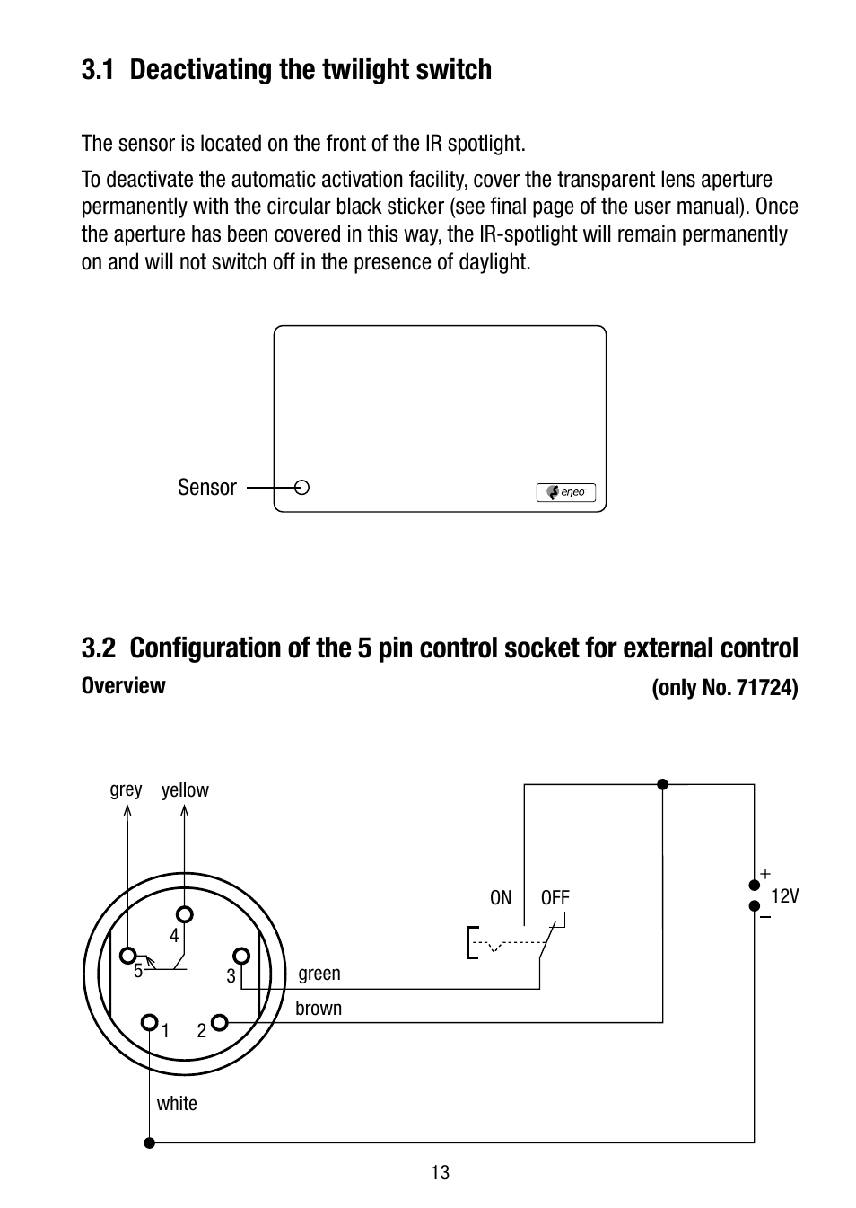 1 deactivating the twilight switch | Eneo LED-WBSET User Manual | Page 13 / 36