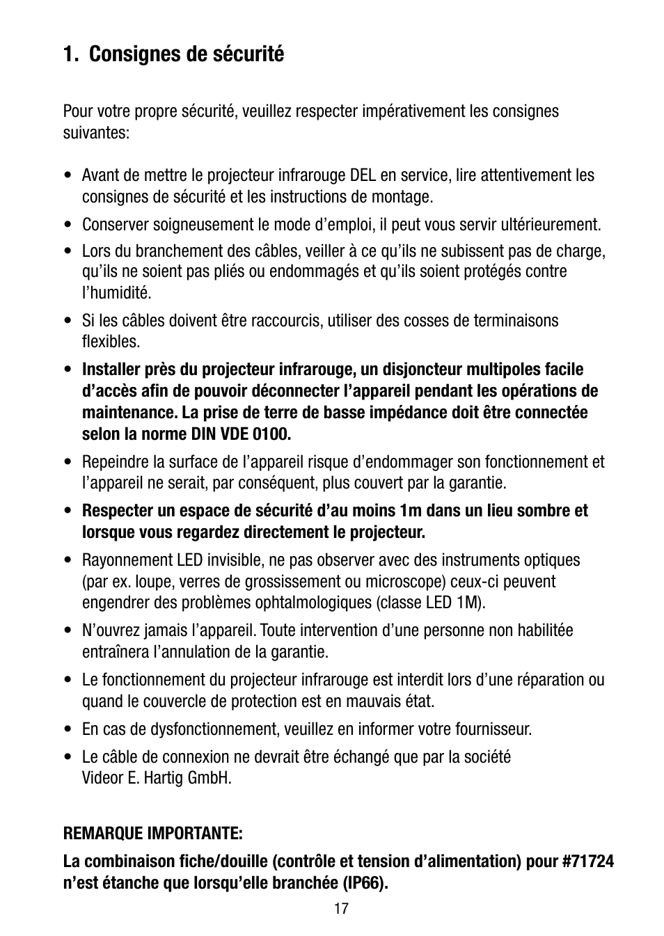 Consignes de sécurité | Eneo LED-WBSET User Manual | Page 17 / 36
