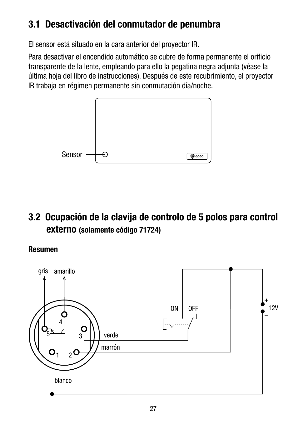 1 desactivación del conmutador de penumbra | Eneo LED-WBSET User Manual | Page 27 / 36