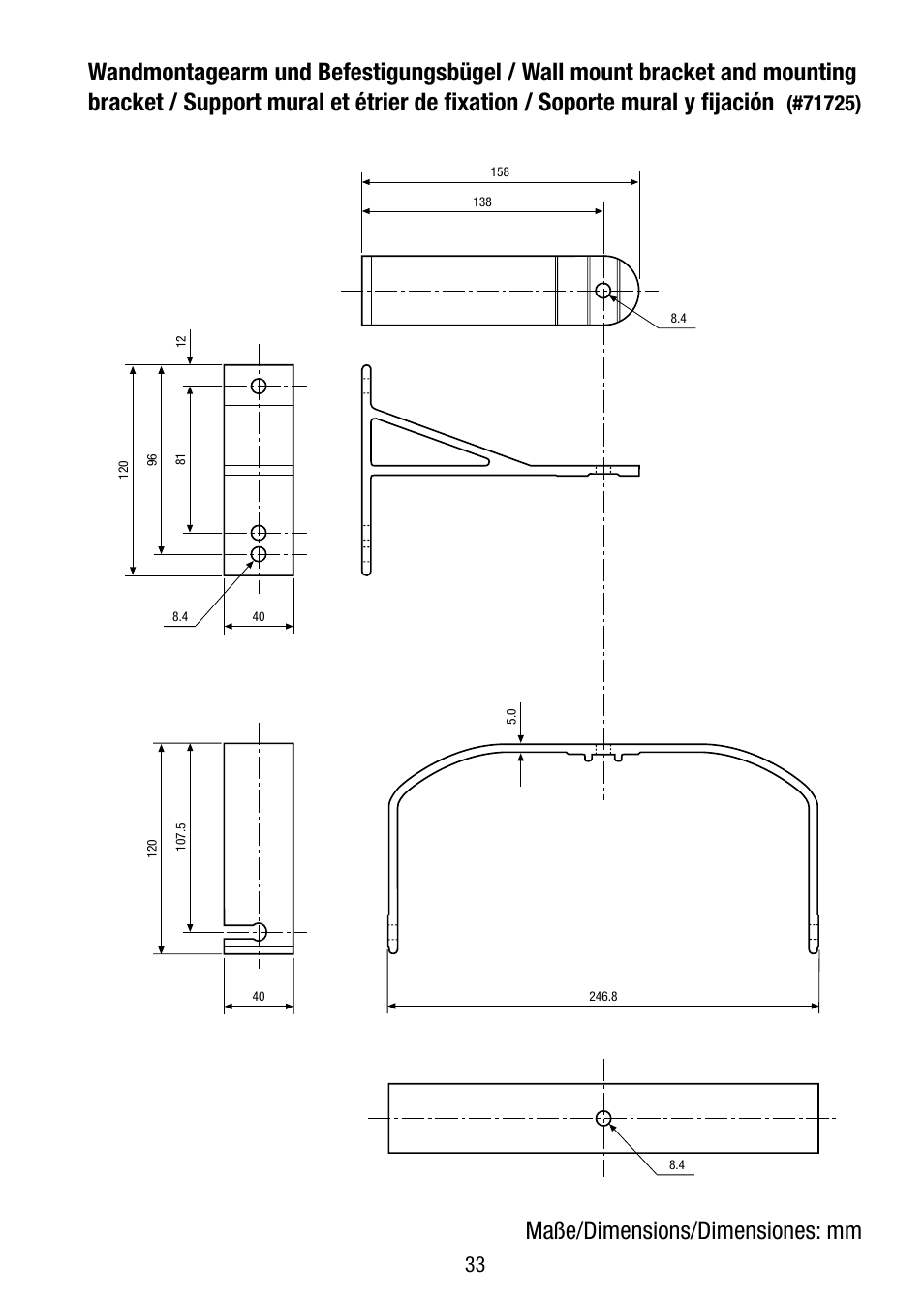Maße/dimensions/dimensiones: mm | Eneo LED-WBSET User Manual | Page 33 / 36