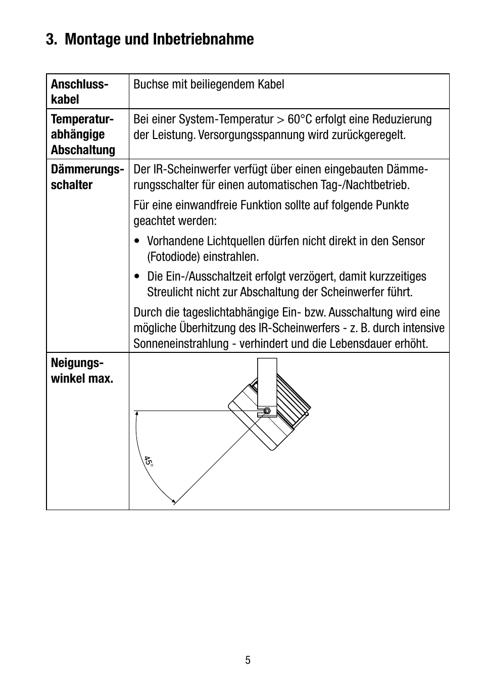 Montage und inbetriebnahme | Eneo LED-WBSET User Manual | Page 5 / 36