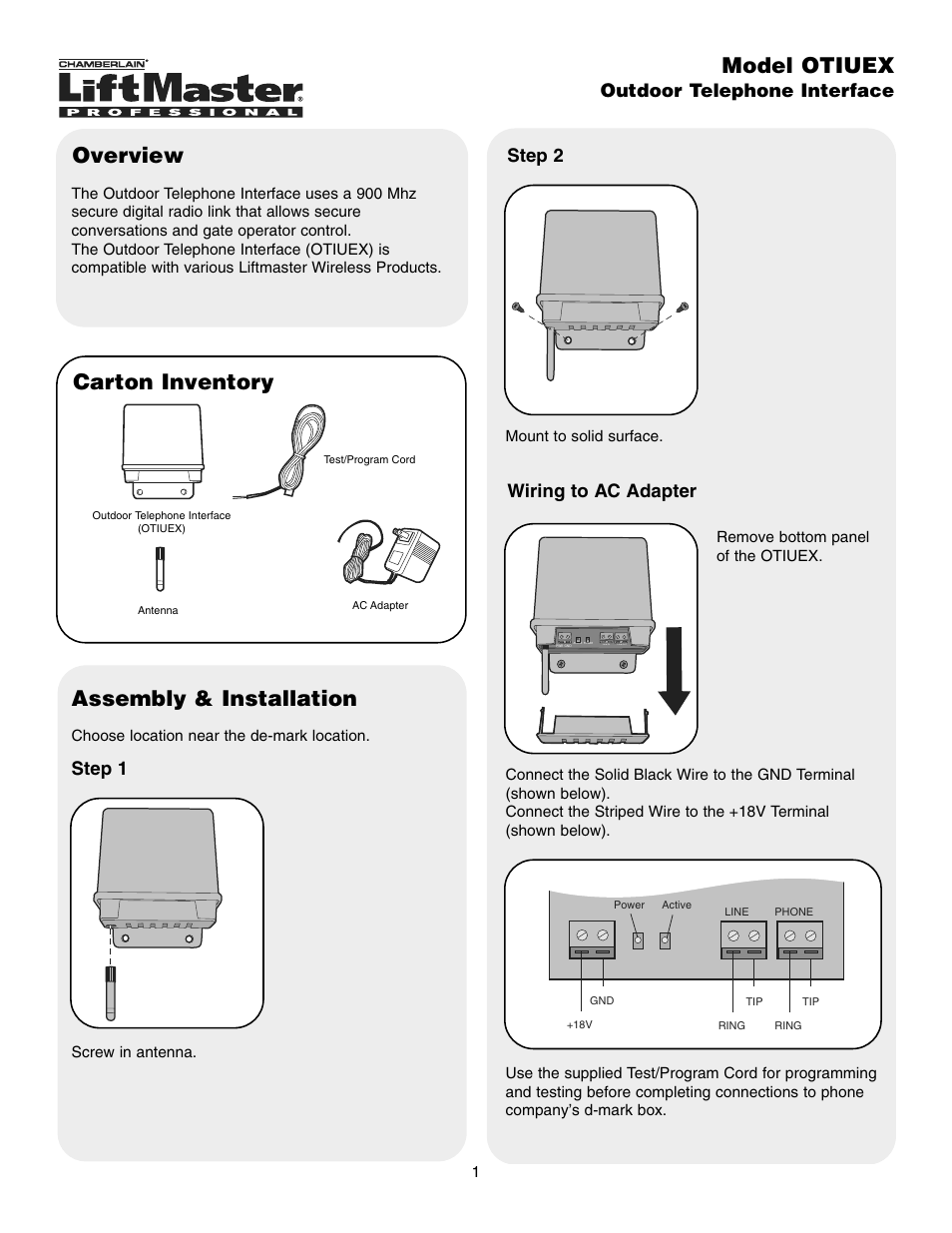 Chamberlain OTIUEX User Manual | 4 pages