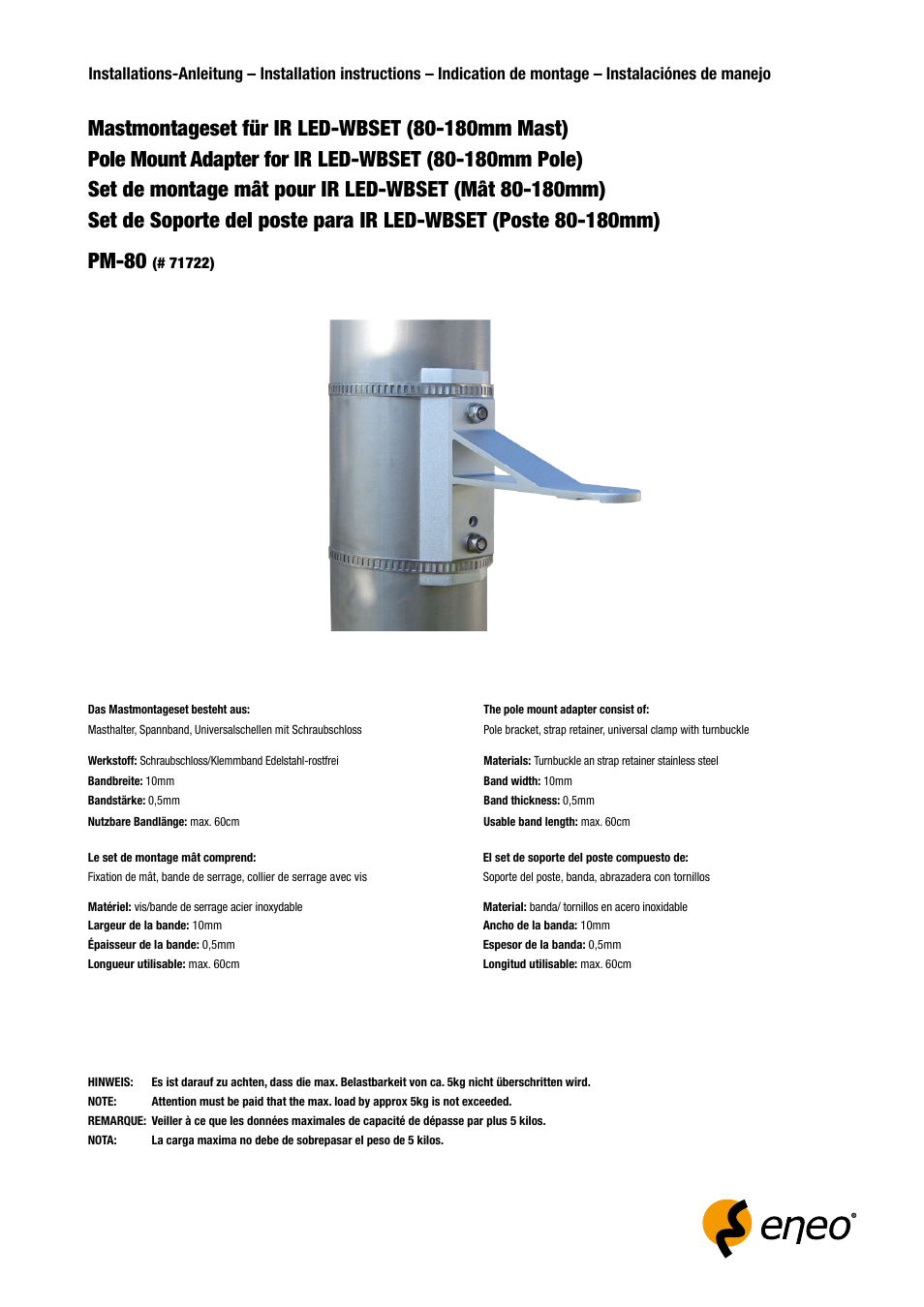 Eneo PM-80 User Manual | 2 pages