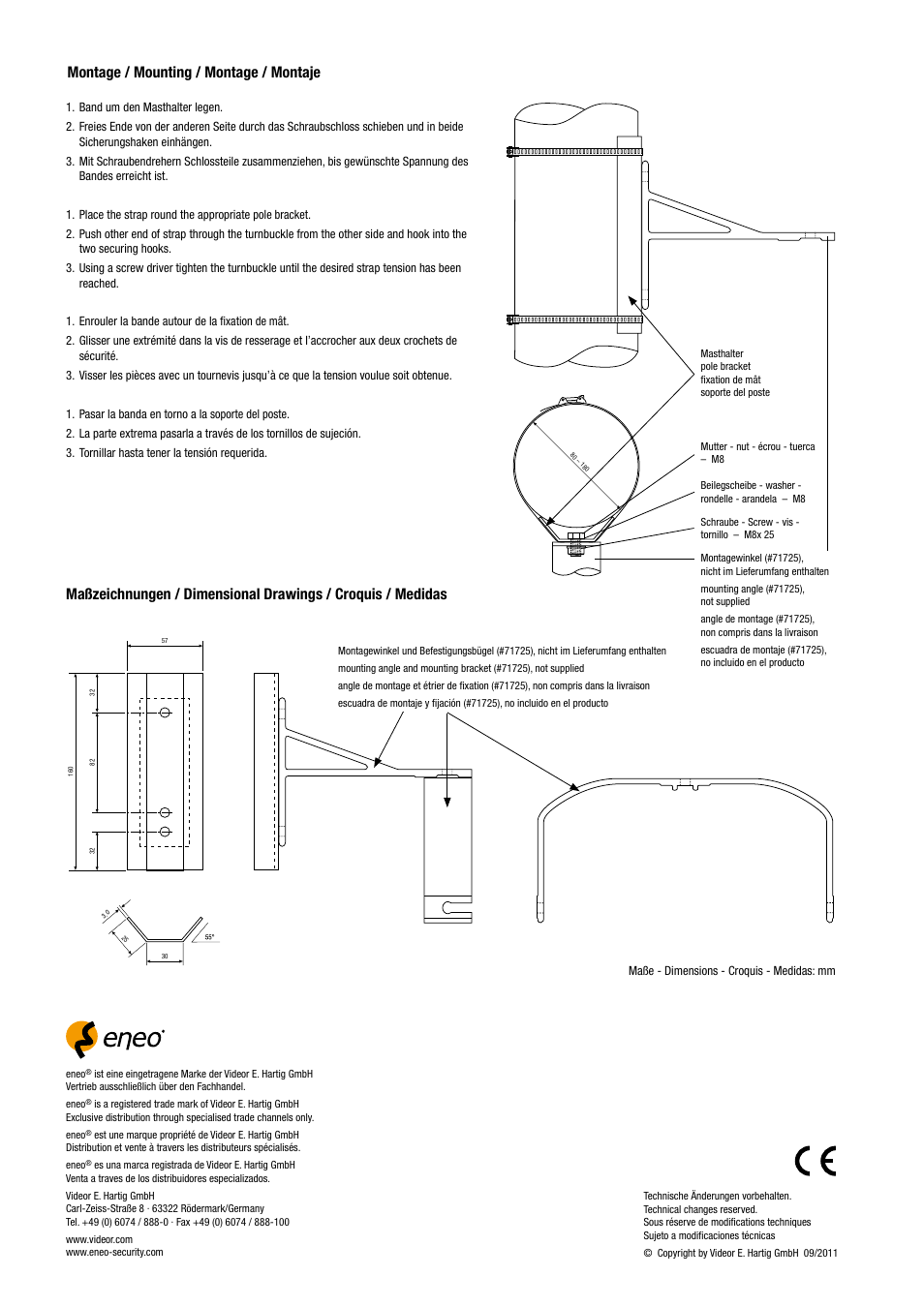 Montage / mounting / montage / montaje | Eneo PM-80 User Manual | Page 2 / 2