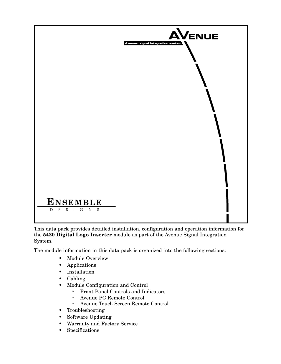 Ensemble Designs 5420 SD Logo Inserter User Manual | 26 pages