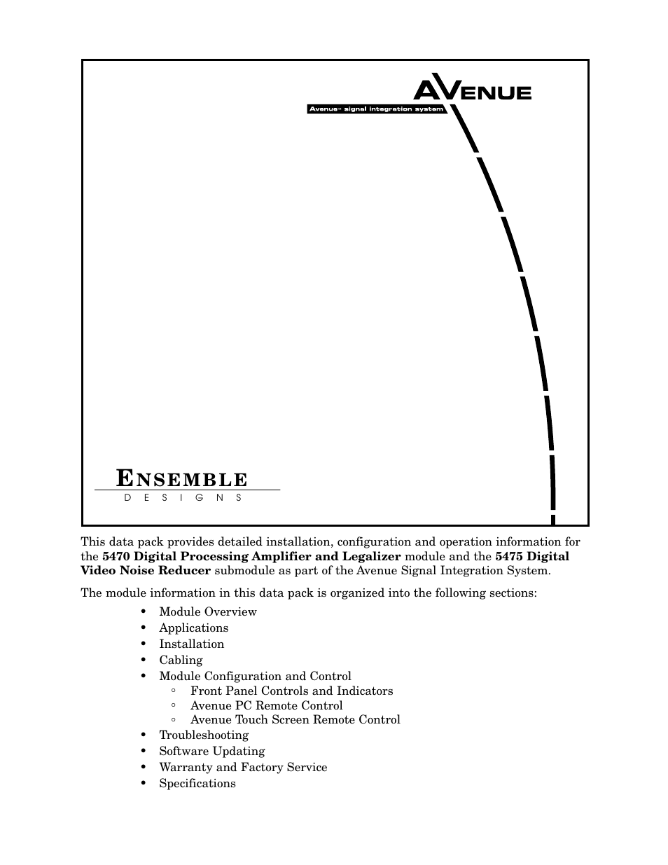 Ensemble Designs 5470 Digital Processing Amplifier and Legalizer User Manual | 32 pages