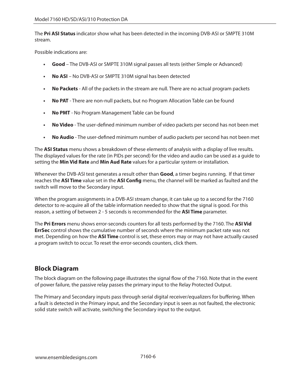 Block diagram | Ensemble Designs 7160 Serial Digital Protection DA User Manual | Page 6 / 43