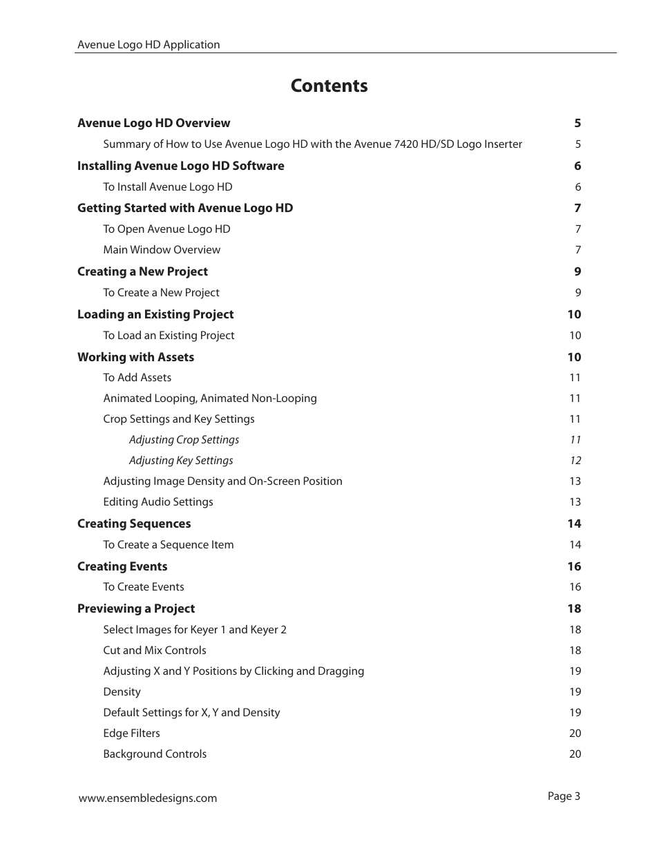 Ensemble Designs 7420 HD/SD Logo Inserter User Manual | Page 3 / 36