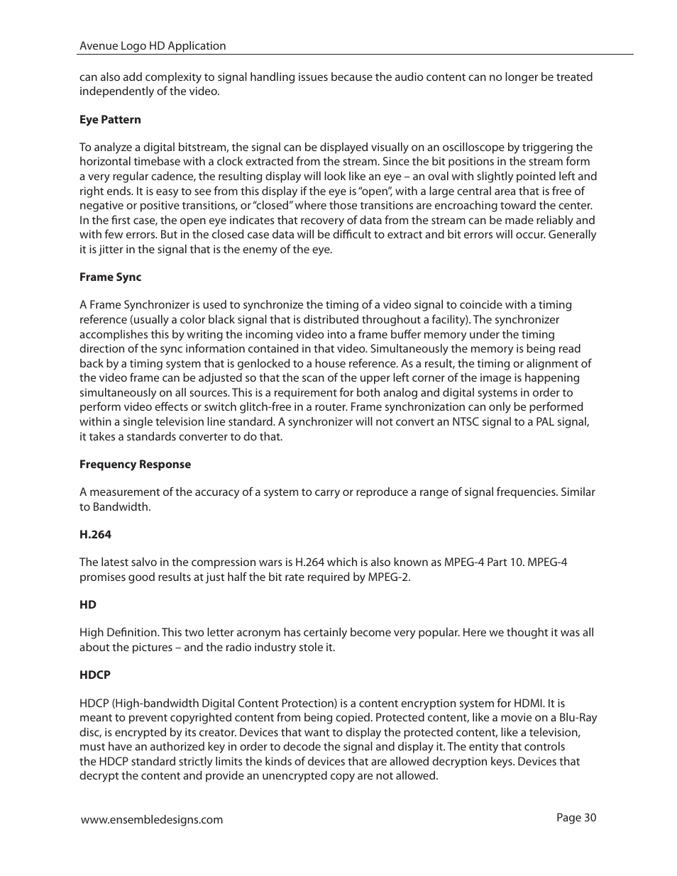 Ensemble Designs 7420 HD/SD Logo Inserter User Manual | Page 30 / 36