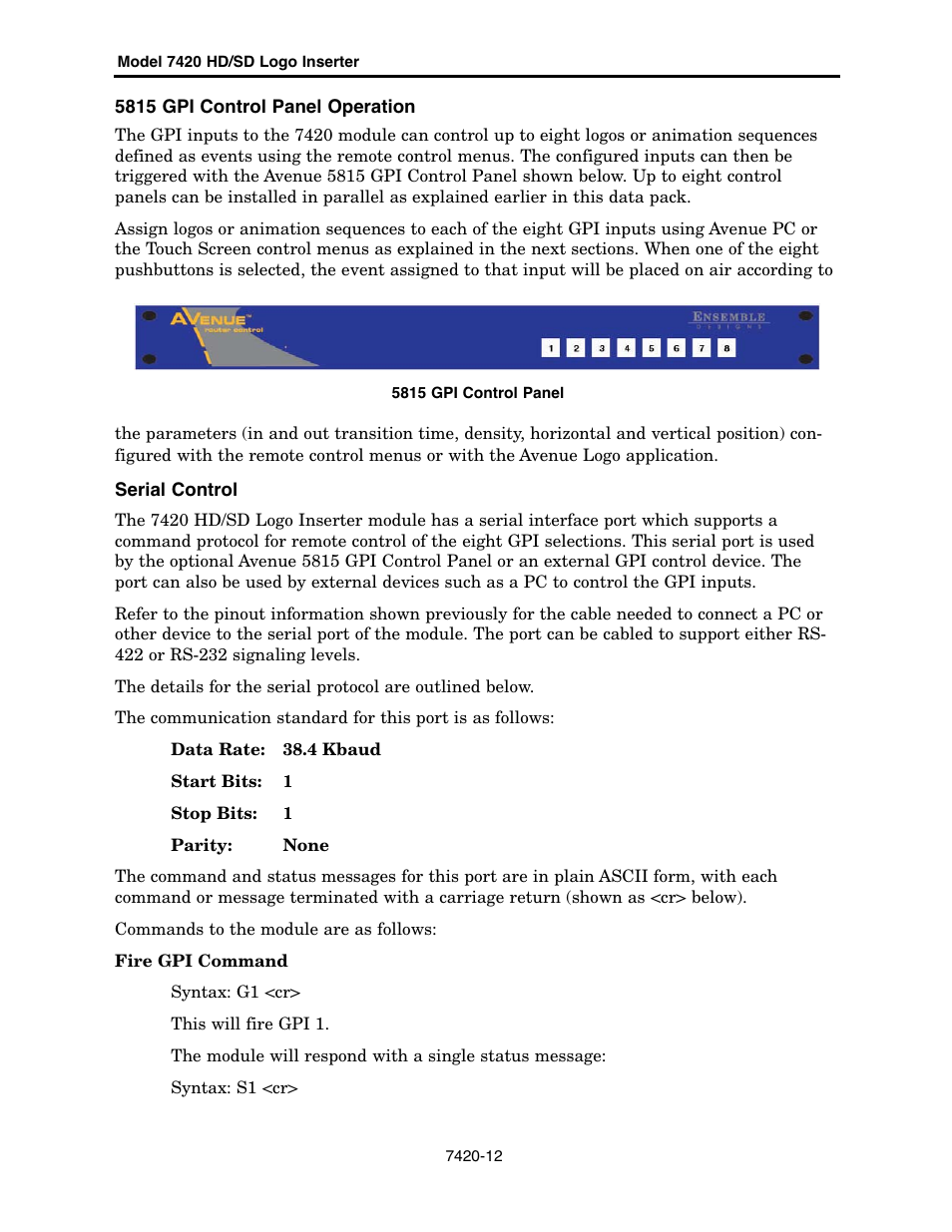 Ensemble Designs 7420 HD/SD Logo Inserter User Manual | Page 12 / 40
